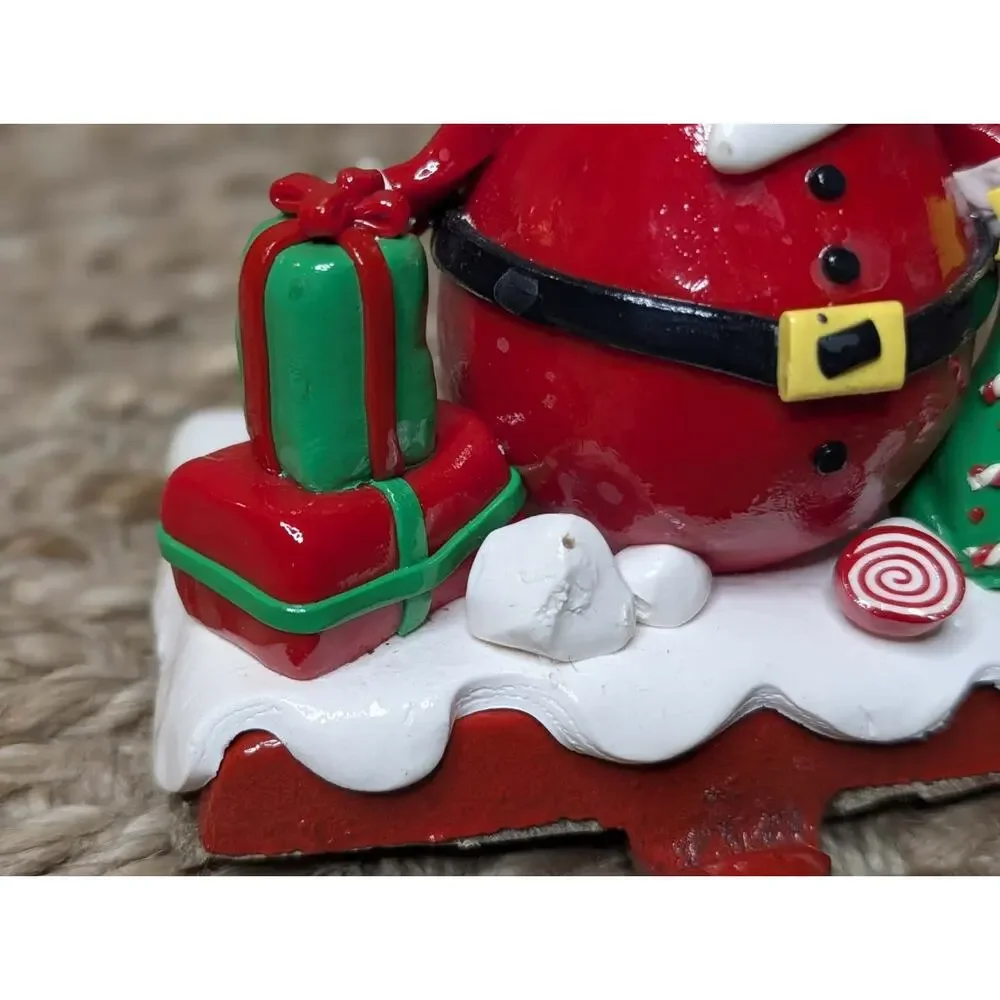 Vintage Christmas Shoppe Santa Stocking Holder Clay Dough Style Cast Iron Base